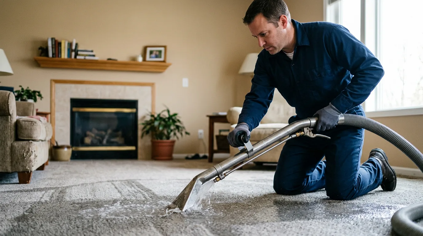 Water damage restoration technician working near Corinth, NY